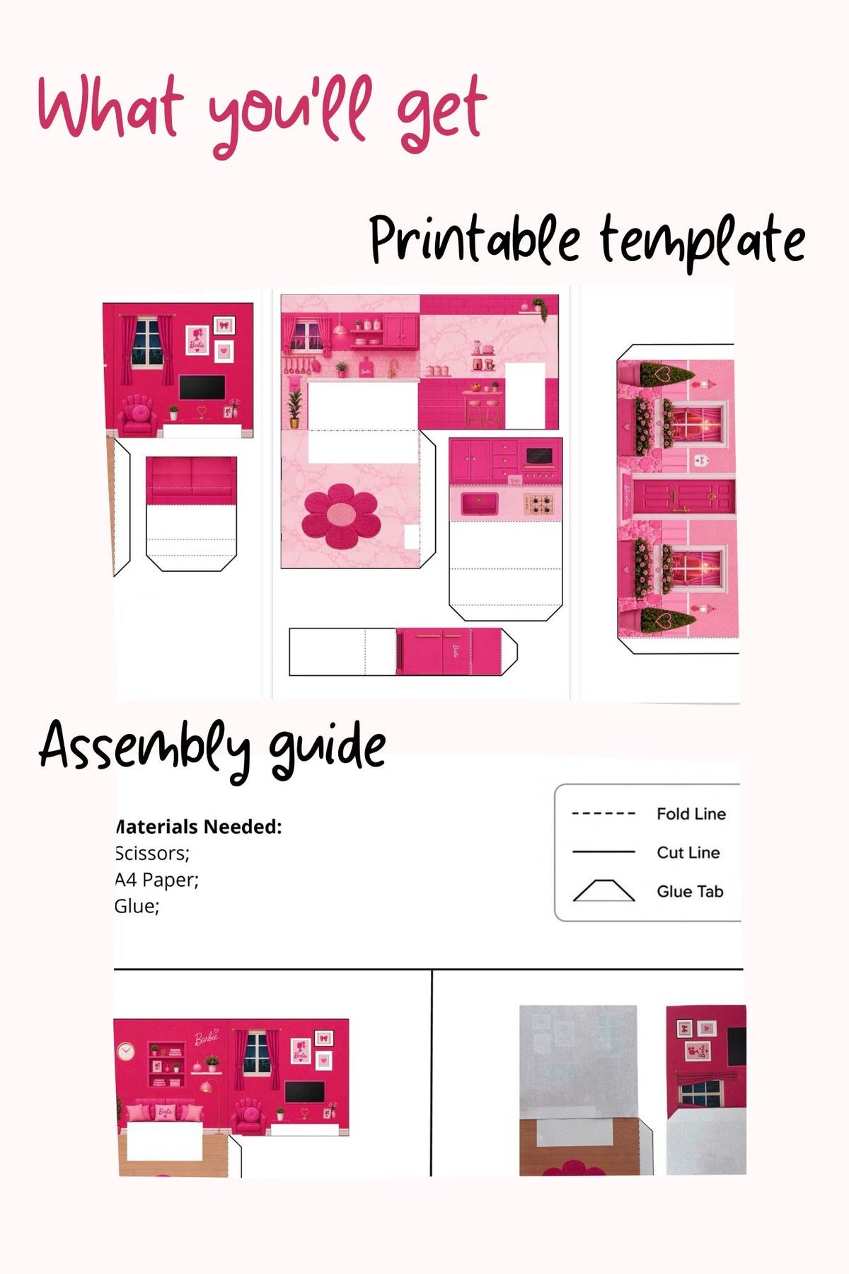 Printable 3D Barbie House - Instant Digital Download