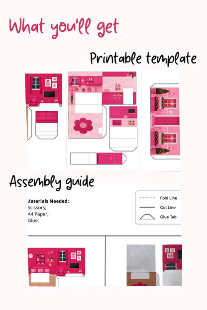 Printable 3D Barbie House - Instant Digital Download
